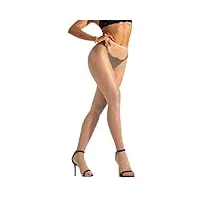 sofsy collants résille bas nylon taille haute lingerie beige natural 1/2 - x-small/small