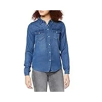 vila clothes vibista denim shirt-noos, chemise femme, bleu (dark blue wash: clean), 42 (taille fabricant: x-large)