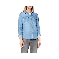 vila clothes vibista denim shirt-noos, chemise femme, bleu (medium blue wash: clean), 42 (taille fabricant: x-large)