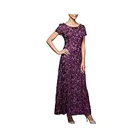 alex evenings petite robe longue en forme de rosace occasion spéciale, aubergine, 46 femme
