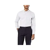 dockers chemise à manches longues signature comfort flex (standard grand) bouton bas, gris aluminium-extrémité à l'extrémité, l homme