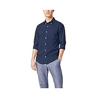 dockers chemise classique à manches longues signature comfort flex (standard et grande taille) bouton bas, bleu médiéval-uni, xl homme