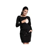 zeta ville - maternité robe tunique-robede grossesse allaitement - femme - 709c (noir, 44, xl)