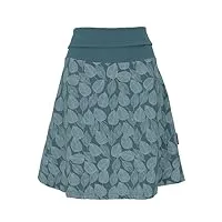 guru-boutique, mini jupe, jupe cercle boho imprimé feuilles d`automne bio, bleu orion, ducoton, size:l (42), jupes/courts