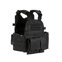 lixada outdoor modulaire molle vest chasse poitrine carrier gilet avec poche d'hydratation (noir)