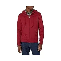 amazon essentials sweat-shirt à capuche en polaire avec fermeture éclair intégrale (grandes tailles disponibles) homme, rouge, m