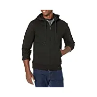amazon essentials sweat-shirt à capuche en polaire avec fermeture éclair intégrale (grandes tailles disponibles) homme, noir, l