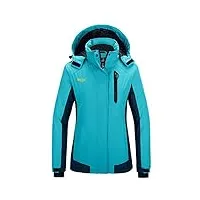 wantdo femme veste de montagne outdoor coupe-vent avec capuche extérieur manteau d'hiver chaud amovible veste imperméable veste randonnée pour voyage bleu xl