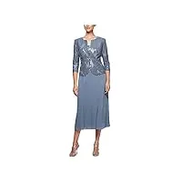 alex evenings robe mi-longue avec boutons sur le devant occasion spéciale, bleu acier, 40 (taille petite) femme