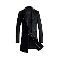 vogstyle homme manteau parka laine slim classique trench mi-longue décontractée duffle-coats noir xl
