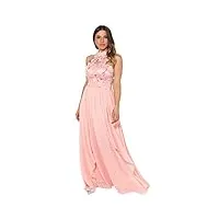 krisp femme robe soirée longue elegante céréminie chic mousseline, rose (4812), 38, 4812-pnk-10.