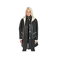 a1 fashion goods dames manteau en cuir parka garniture beige noir réconforter fit 3/4 de long robe à capuche avec echarpe veste - pat (l - eu 40)