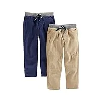 simple joys by carter's 2-pack pull on pant slip, brun kaki clair/bleu marine, 3 ans (lot de 2) bébé garçon