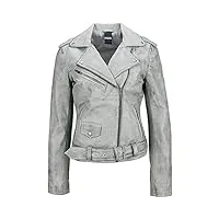 urban leather femme ur-276 classic perfecto veste pour femme, gris, m eu