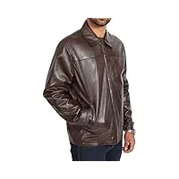 a1 fashion goods veste en cuir pour homme marron zip up décontracté classique plus populaire facile fit manteau - tony (xxxl- eu 56)