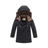 vogstyle blouson garçon fille doudoune capuche manteau d'hiver mode chaud poches vêtement enfant noir 160cm (11-12 ans)