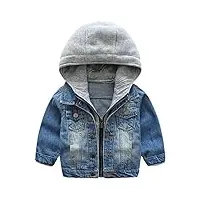 odziezet veste en jean manches longue pour enfants manteau automne d'hiver pour enfant coupe-vent veste,bleu,2-3 ans