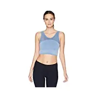 splendid women's studio yoga racerback workout distressed seamless crop top, moonlight blue, s