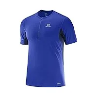 salomon homme t-shirt de sport à manches courtes, agile hz ss tee, jersey double, bleu, taille s, l40219200