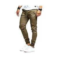 leif nelson ln8071 pantalon de survêtement chino cargo pour homme - vert - xl