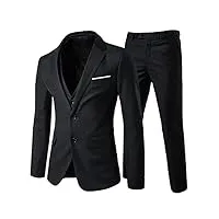 allthemen costume hommes 3 pcs de mariage party costumes blazer gilet pantalon casual noir m