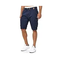 indicode monroe za short cargo, pour homme, avec 6 poches et une ceinture, en 100 % coton, short d'été court, disponible en 13 couleurs et 6 tailles - bleu - xl