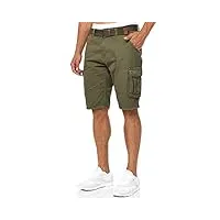indicode monroe za short cargo, pour homme, avec 6 poches et une ceinture, en 100 % coton, short d'été court, disponible en 13 couleurs et 6 tailles - vert - l