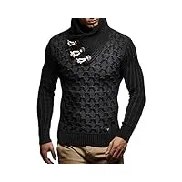 leif nelson ln-5385 pull en tricot pour homme - noir - medium