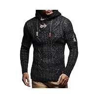 leif nelson pour des hommes pullover hoodie pull à capuche pull en tricot ln5400 taille xl noir anthracite