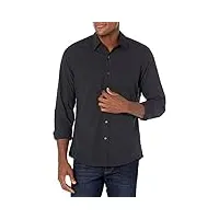 amazon essentials chemise en popeline à manches longues coupe ajustée homme, noir, l