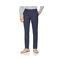 amazon essentials pantalon chino sans pince infroissable coupe ajustée homme, bleu marine, 32w / 34l