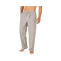 amazon essentials pantalon de pyjama tissé coupe droite homme, gris noir carreaux lainés mini, l
