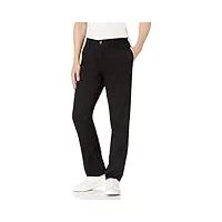 amazon essentials pantalon chino sans pince infroissable coupe ajustée homme, noir, 33w / 32l