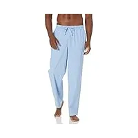 amazon essentials pantalon de pyjama tissé coupe droite homme, bleu clair rayures, l