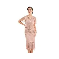 prettyguide femmes 1920s robe des années 1920 paillette art déco robe flapper avec manchon l or rose
