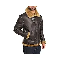 a1 fashion goods hommes classique réel peau de mouton flying manteau en cuir blouson aviateur bomber b-3 marron shearling au gingembre - maurice (xxl - eu 54)