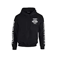 harley-davidson men's lightning crest pullover hooded sweatshirt, black