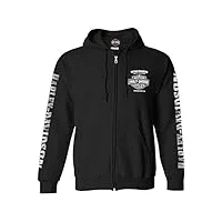 harley-davidson men's lightning crest full-zippered hooded sweatshirt, black