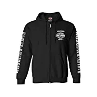 harley-davidson men's lightning crest full-zippered hooded sweatshirt, black