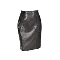 a1 fashion goods femmes vrai cuir souple jupe noire droite ajustée pencil jupe retour vent - lucy (42)