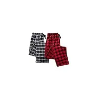 hanes lot de 2 pantalons de pyjama en flanelle à carreaux (4086), rouge/noir., xl