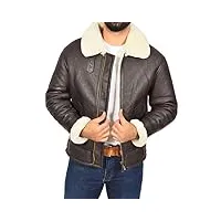a1 fashion goods hommes véritable peau de mouton marron veste en cuir volant blanc shearling b3 manteau de bombardier - lancer (m - eu 48)