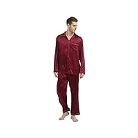 jasmine silk pyjama en pure soie pour homme bordeaux taille xl