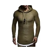 leif nelson pour des hommes pullover pull à capuche hoodie oversize sweatshirt avec capuche longsleeve sweater manche longue ln8120; ,kaki,l