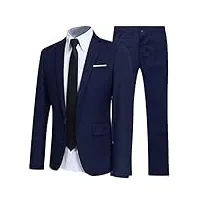 costume homme mariage blazer affaire cérémonie slim fit veste et pantalon deux pièce,3xl,bleu marine