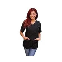 petersabitidalavoro blouse de travail pour esthéticienne, coiffeuse, chef, pour femme, avec fermeture éclair, noir, noir , small