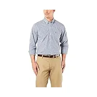 dockers big and tall long sleeve button down comfort flex shirt chemise boutonnée, vichy bleu, 3x/l homme