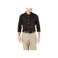 dockers chemise à manches longues signature comfort flex (standard grand) bouton bas, noir-solide, xl homme