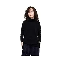state cashmere tunique pull à col roulé 100% pur cachemire pullover, à manches longues, coupe classique - femme (large, noir)