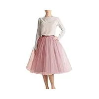 wdpl jupe trapèze en tulle pour femme - jupe tutu pour demoiselle d'honneur, dusty rose., taille l